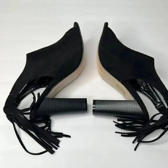 Pierre Dumas Black Faux Suede Slingback Heeled Mules NWOT size 7 - Picture 5 of 7